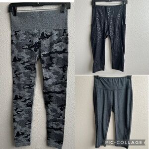 Leggings bundle of 3 pairs Medium - camo,‎ black, gray, cropped and full length